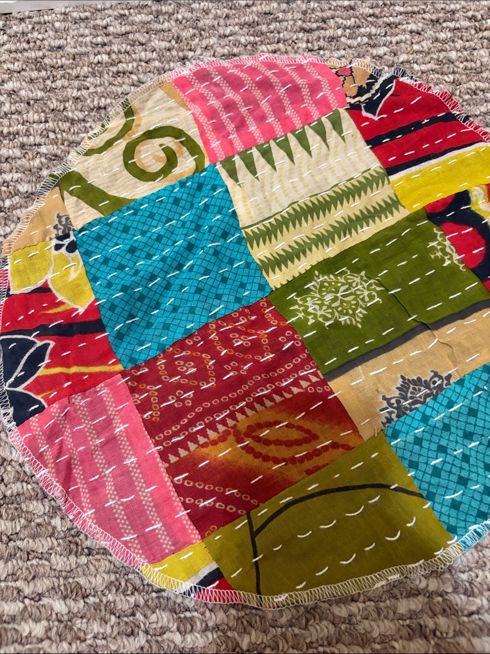 Colorful Patchwork Round Mat - Picture 3 of 5